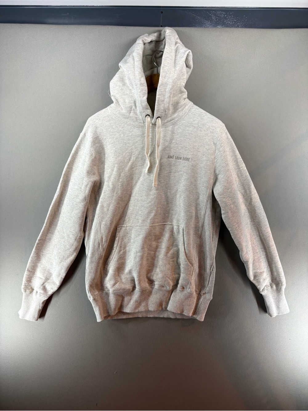 Aime Leon Dore Hoodie Heavyweight Cotton Tonal Oatmeal Kangaroo Pocket Small